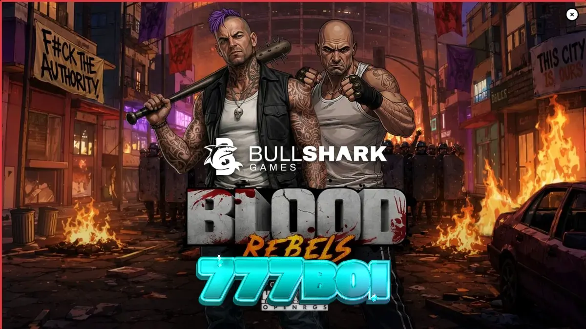 Interface do jogo de slot Blood Rebels com tema urbano